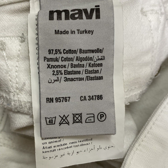 Mavi Women's Adriana Ankle Mid Rise Super‎ Skinny Stretch Size 27 White Frayed - Picture 8 of 11